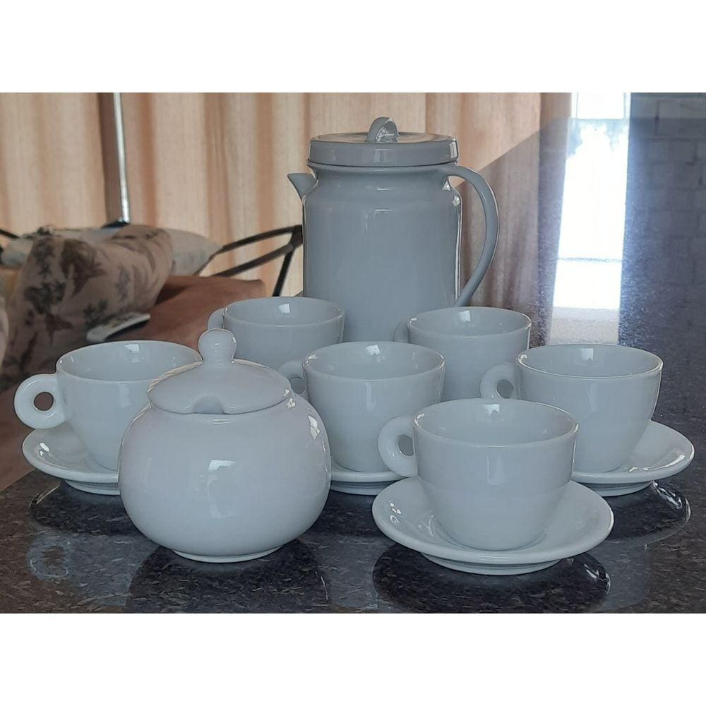 Conjunto de xícaras e bule de porcelana para chá ou café 13 peças