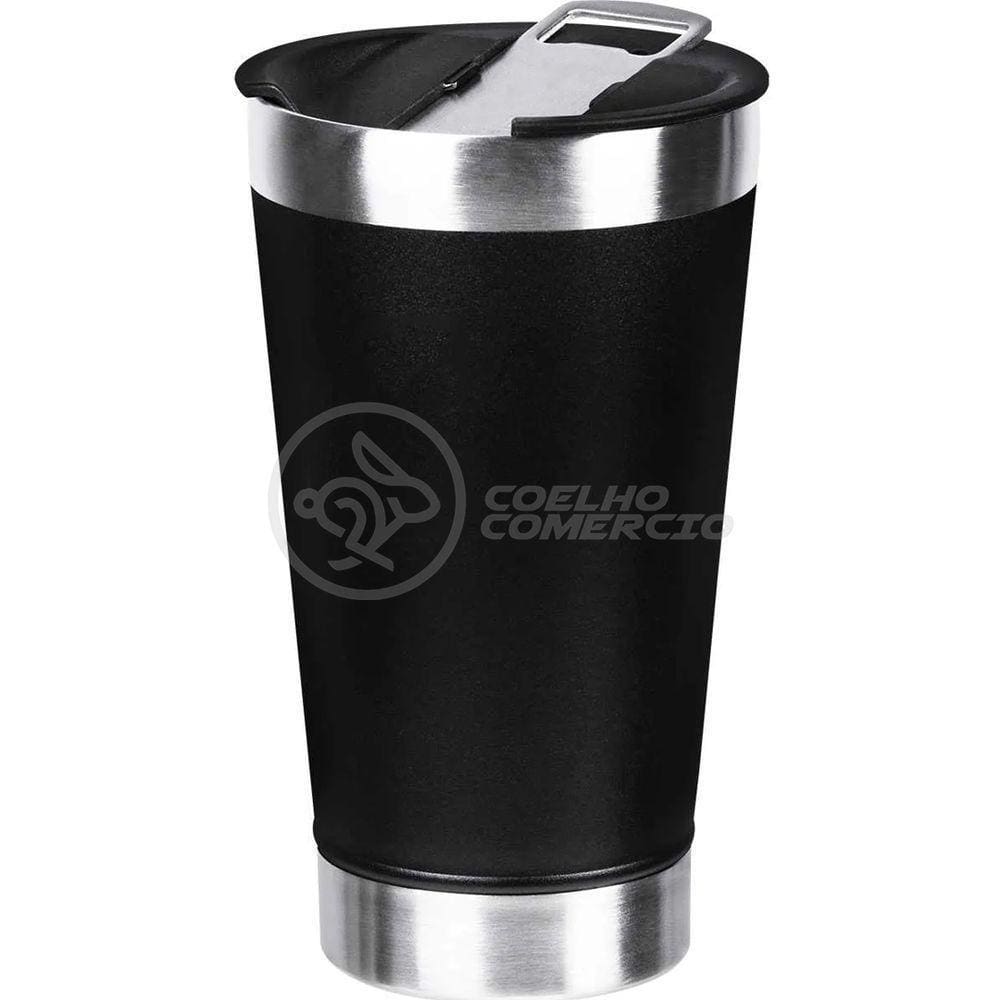 Copo Térmico C/ Tampa E Abridor 473Ml Inox - Preto