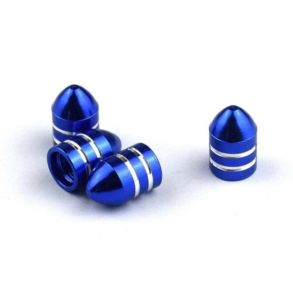 Tampa Válvula Bico Pito Pneu Carro Bike Moto Azul 04 Peças