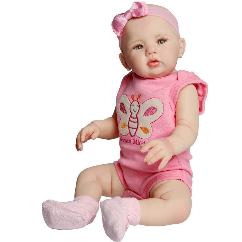 Boneca Bebê Reborn Realista De Silicone Npk 48cm E Girafinha