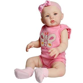 Boneca Bebê Reborn Abigail Sorrindo 48cm Corpo de silicone em