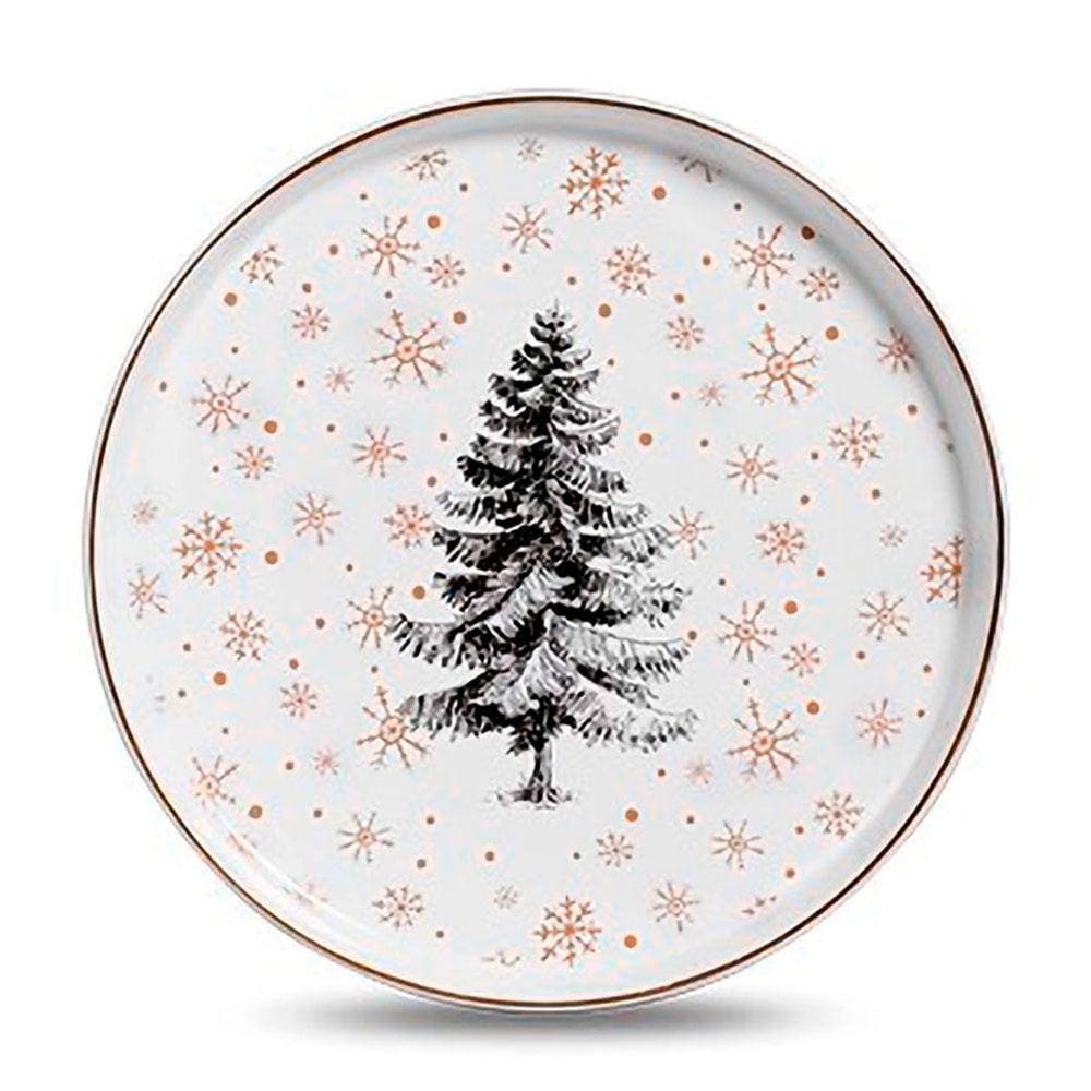 Prato Raso de Cerâmica Natal Forest Glow 27cm Scalla - Unid.