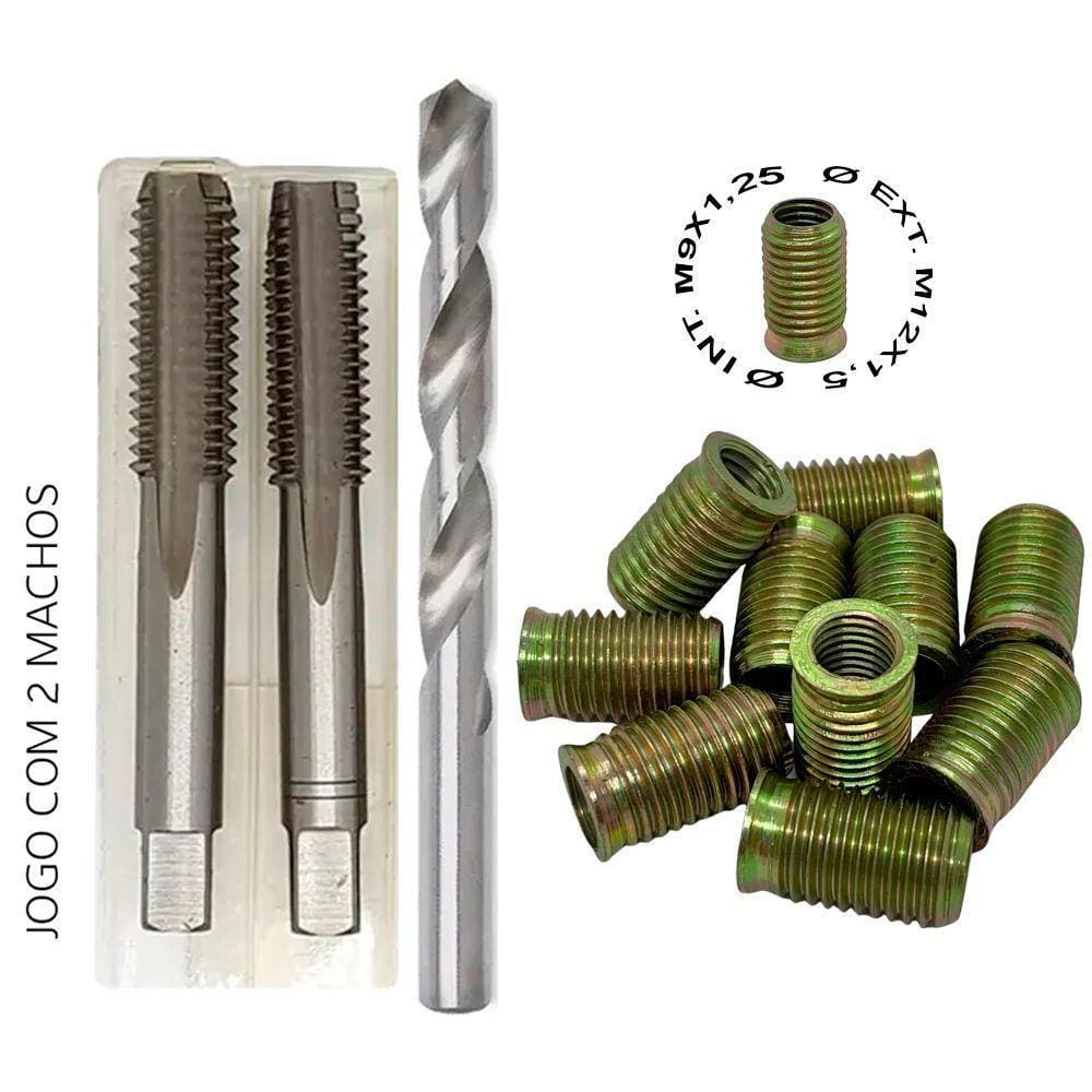 Bucha Roscada - M9x1,25 - M12x1,5 + Macho + Broca (tucho)