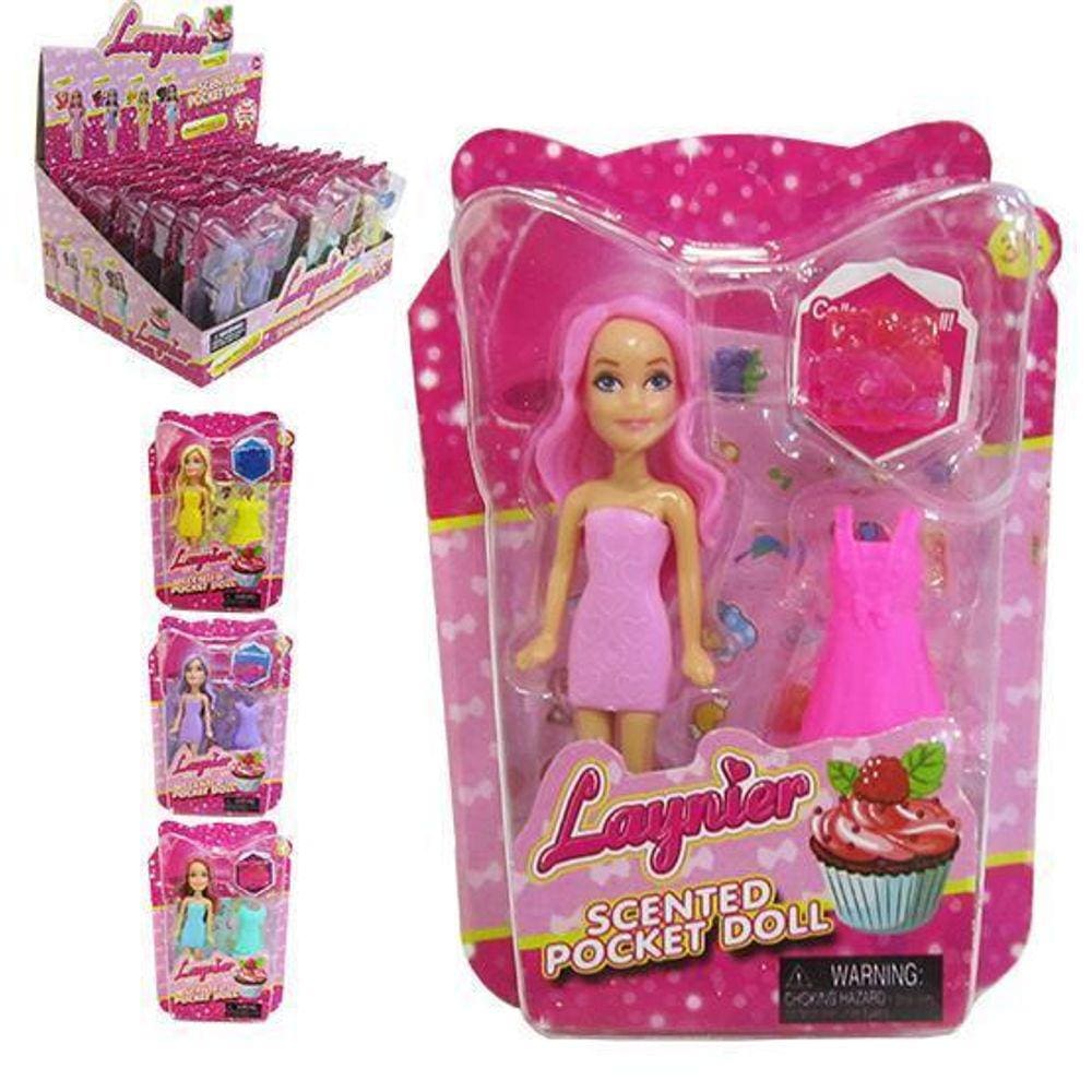 Boneca Perfumada Troca Roupa De Plastico + Acessorios 4 Peca