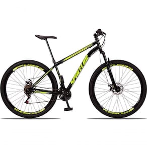 Bicicleta 29 Spaceline Vênus Aço 21M Freio a Disco c/ Suspensão Preto+amarelo