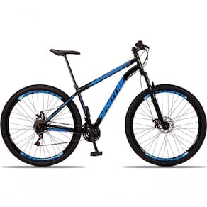 Bicicleta 29 Spaceline Vênus Aço 21M Freio a Disco c/ Suspensão Preto+azul
