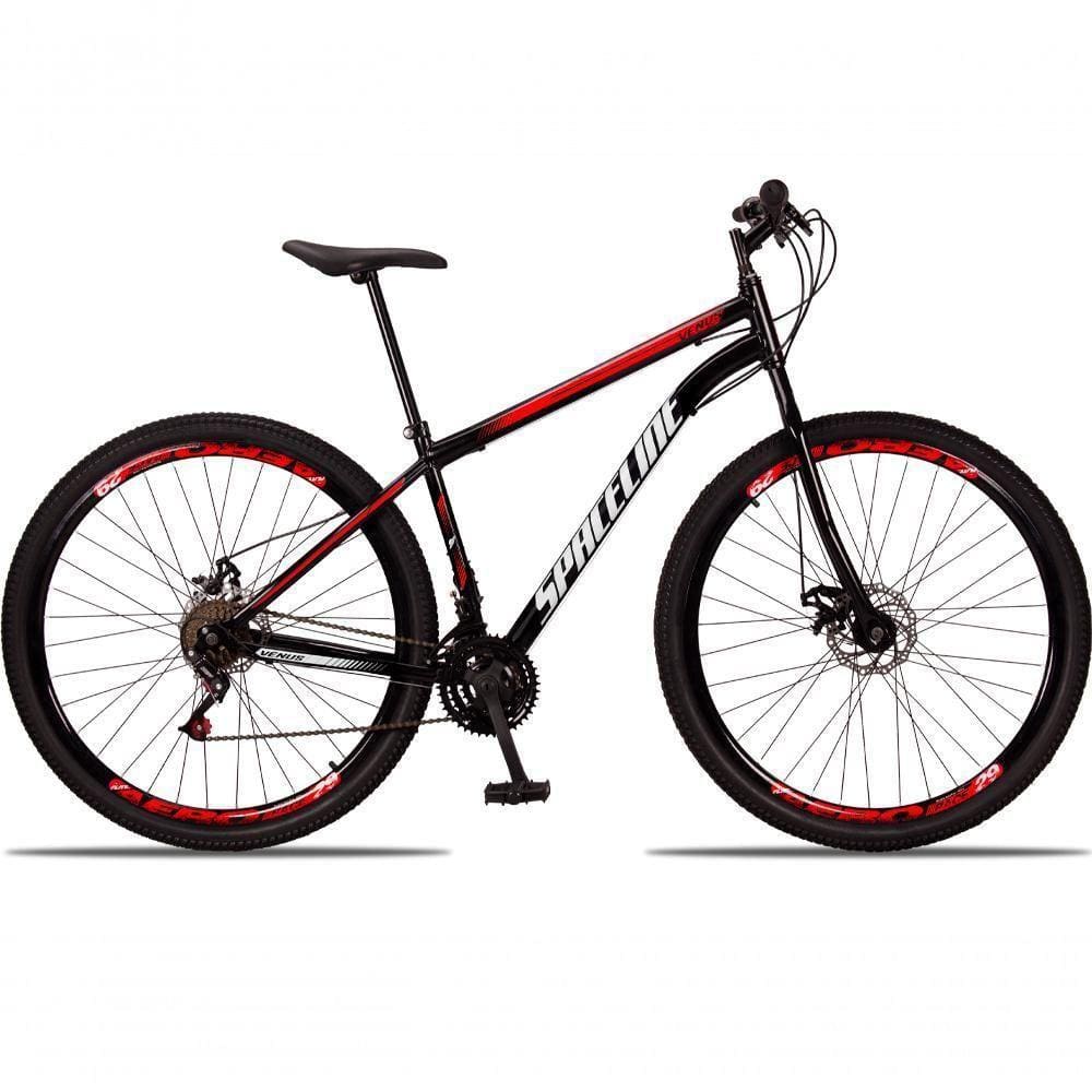 Bicicleta 29 Spaceline Vênus Aço 21 Marchas Freio A Disco Preto+vermelho