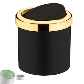 Lixeira 5L Tampa Basculante Banheiro Dourado/Preto Future