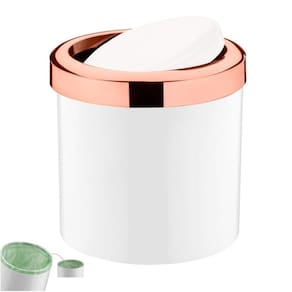 Lixeira 5L Tampa Basculante Banheiro Rose Gold - Branco