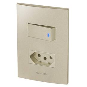 Conjunto 1 Interruptor Led + 1 Tomada 10A - Inova Champanhe