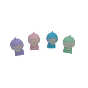 Decoração Enfeite de Resina Bebê C/ Chiclete 4 Pçs Coloridos