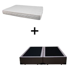 Cama Box King 193 Tecido Sintético Marrom Com Colchão Roma 100% Espuma D45 Bege 54x193x203
