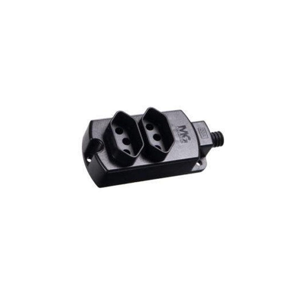 Tomada Barra Margirius 10A 2 Tomada 2P+T Tmu2-310 Preta