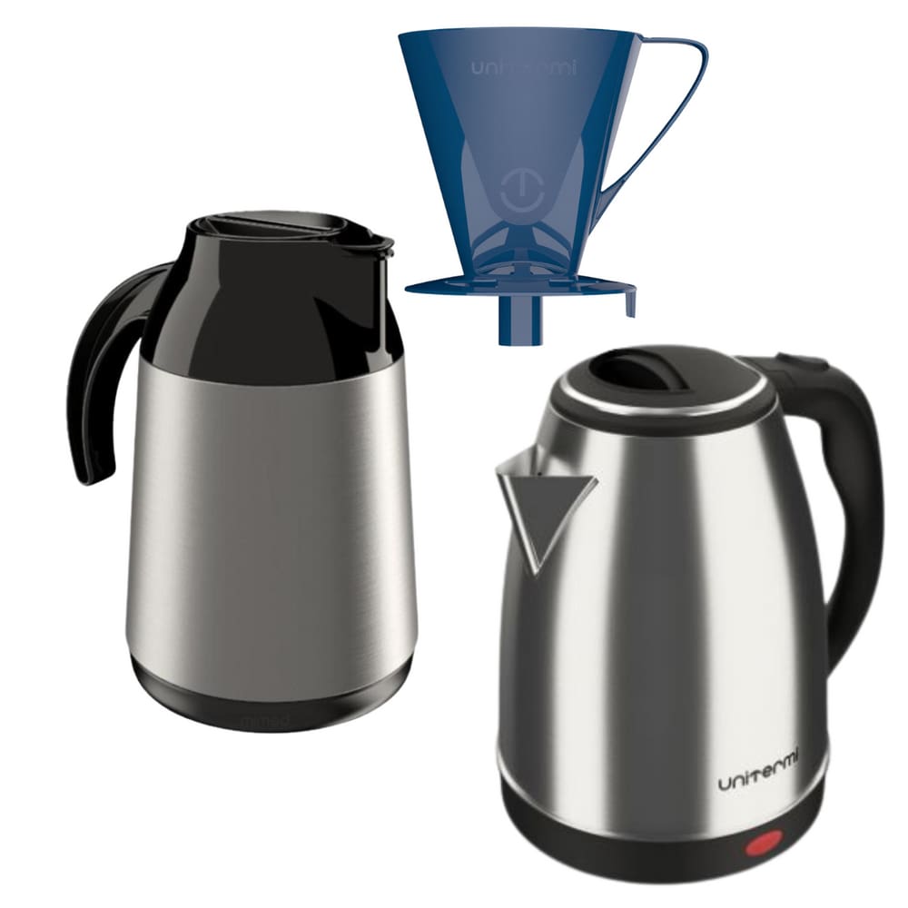 Kit Chaleira elétrica 220V+ Garrafa Térmica Inox 0,6l+Filtro