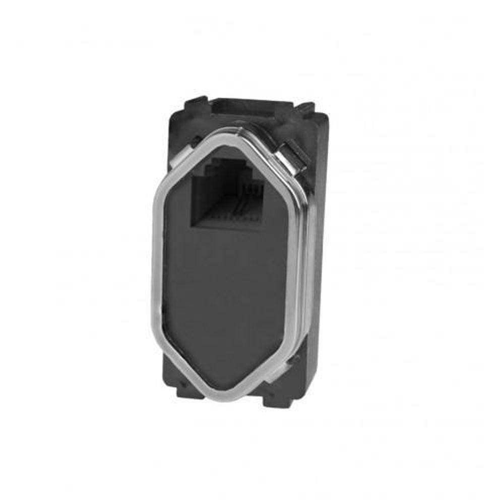 Modulo Rj11   Telefone   - Novara Preto Brilhante Cromado