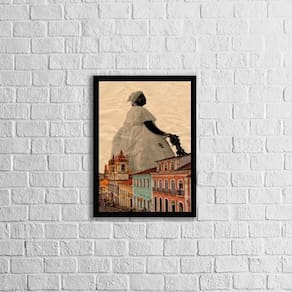 Quadro Decorativo Baiana Bahia 33X24Cm Moldura Preta