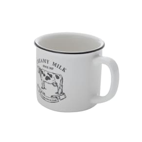 Caneca De Porcelana Creamy Milk Branca E Preta 230 Ml