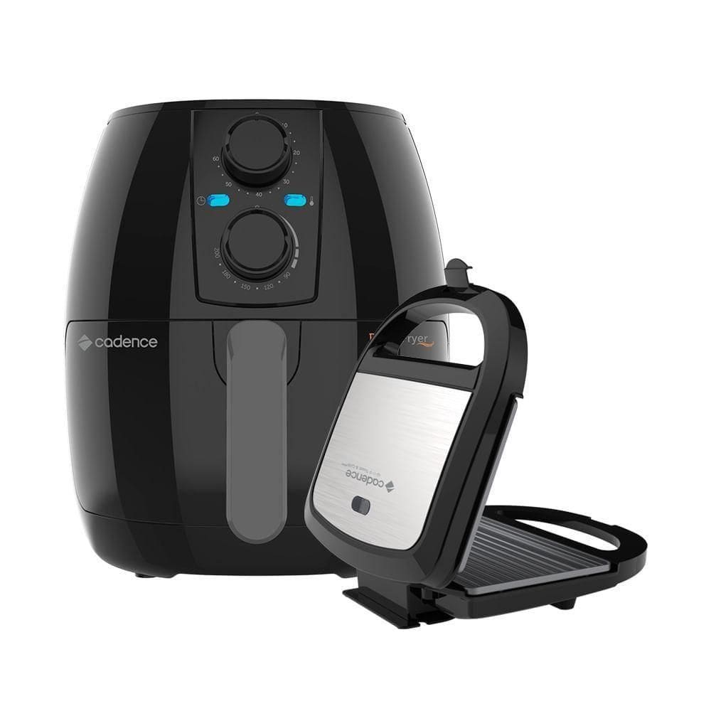 Kit Fritadeira 3l Cadence E Sanduicheira Prime Inox -127v
