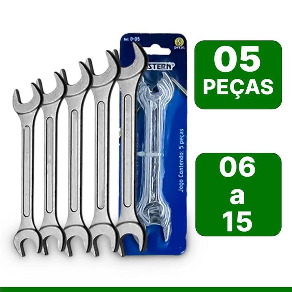 Kit Jogo 5 Chaves Fixas Profissionais 6mm A 15mm - Western