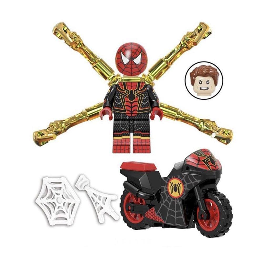 Boneco Blocos De Montar Homem Aranha Moto Teia Cromada Black