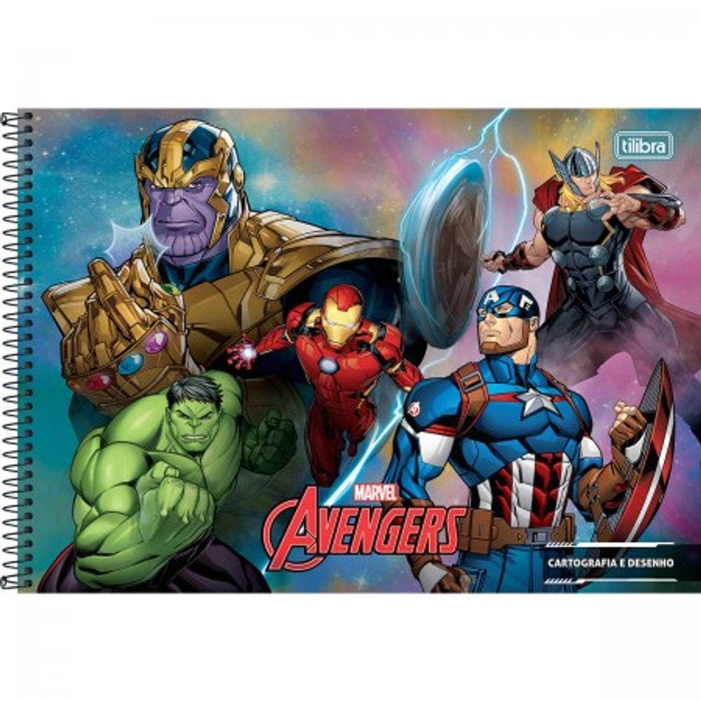 Caderno de Desenho e Cartografia Avengers (Vingadores) 80 Folhas - Tilibra
