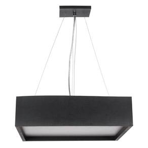 Lustre Pendente Madeira Quadrado Preto 60Cm