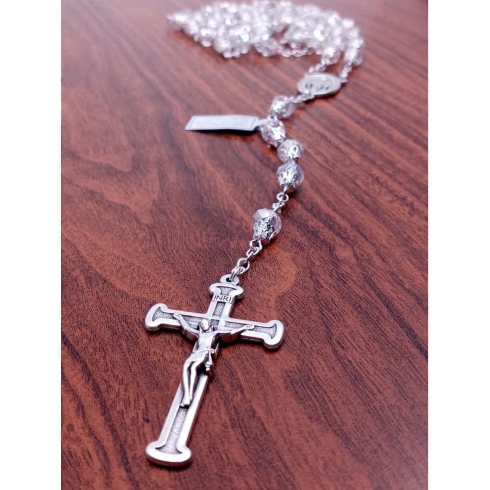 Terço de Cristal Filigrana Gotas Branco