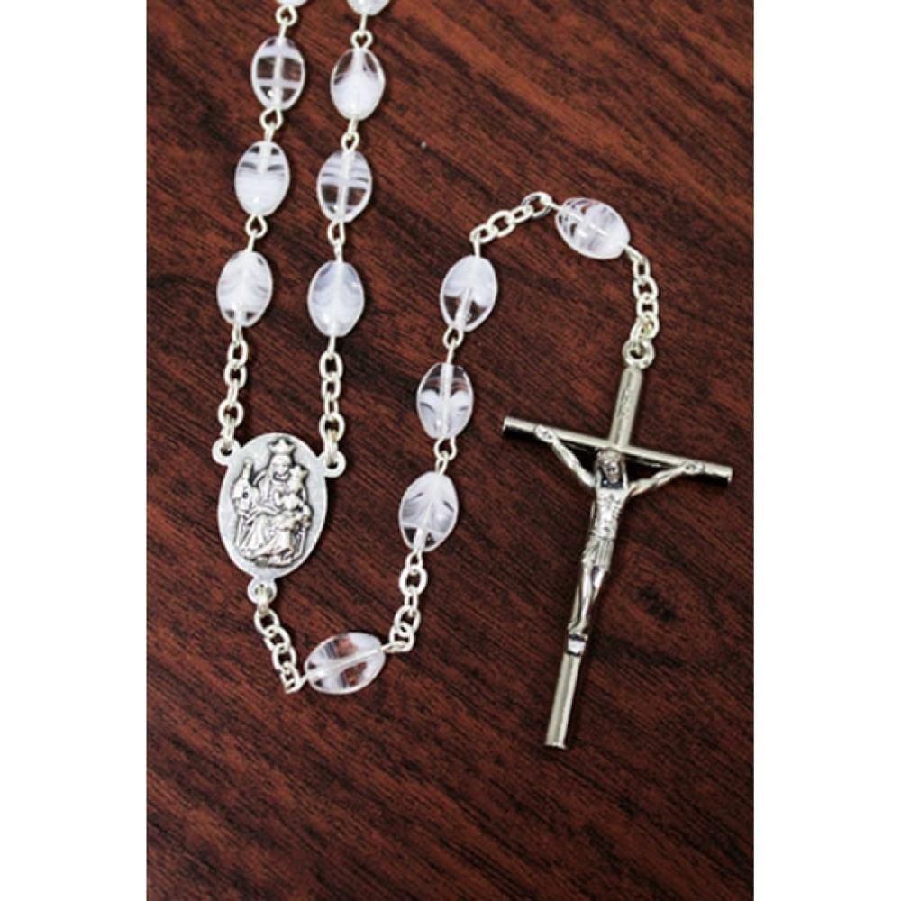 Terço de cristal achatado branco