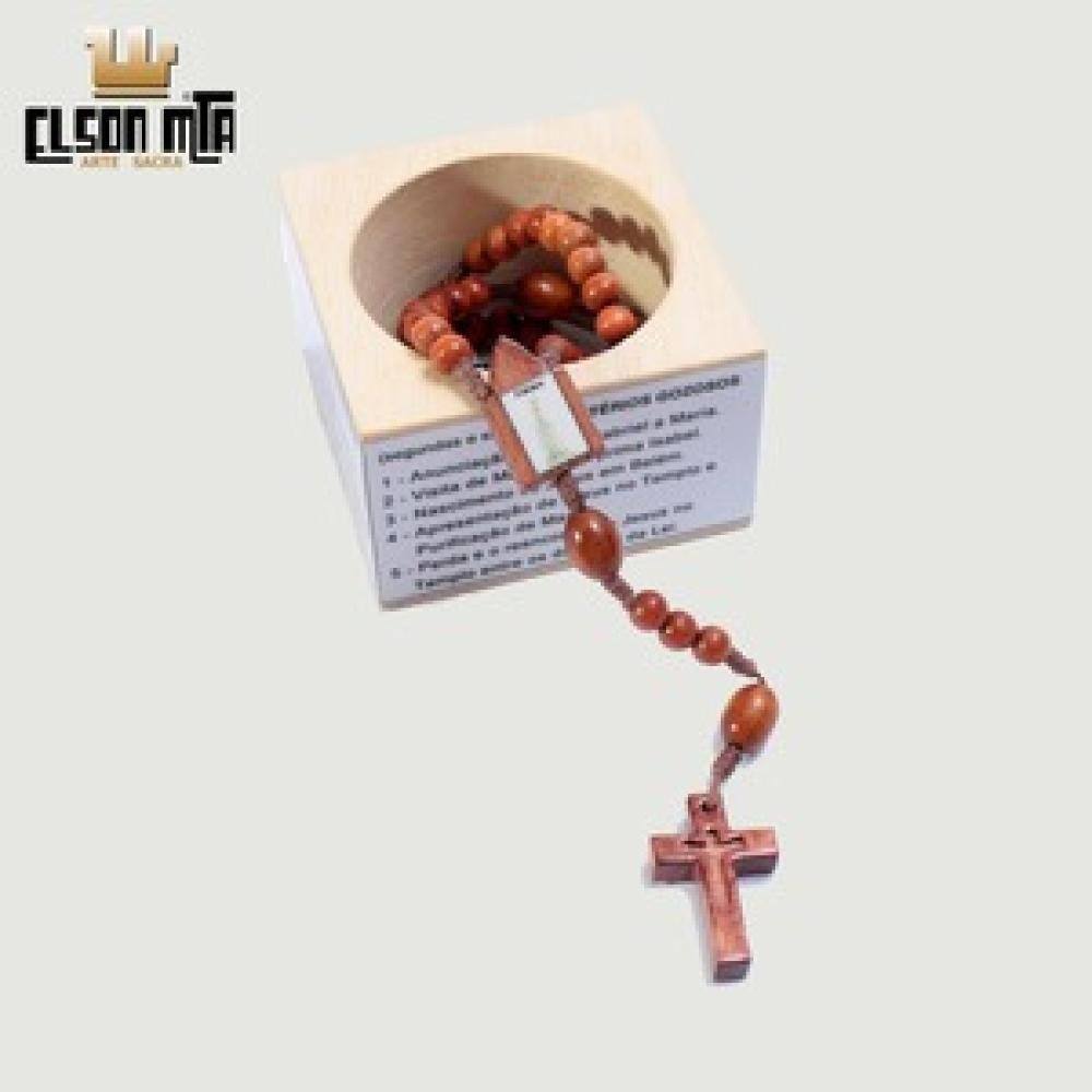 Terço Nossa Senhora de Fátima - Acabamento Mogno