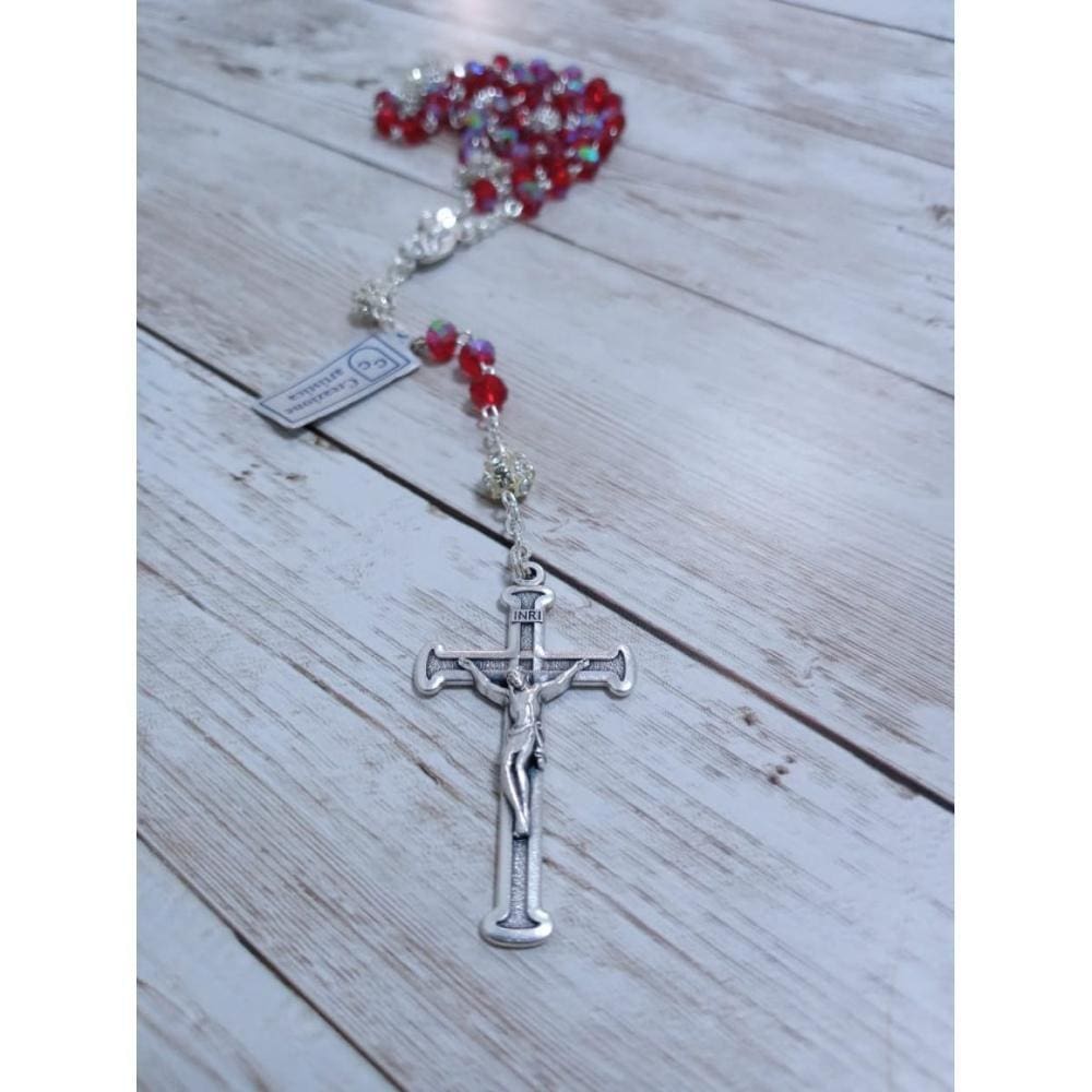 Terço de cristal vermelho contas de 5 mm