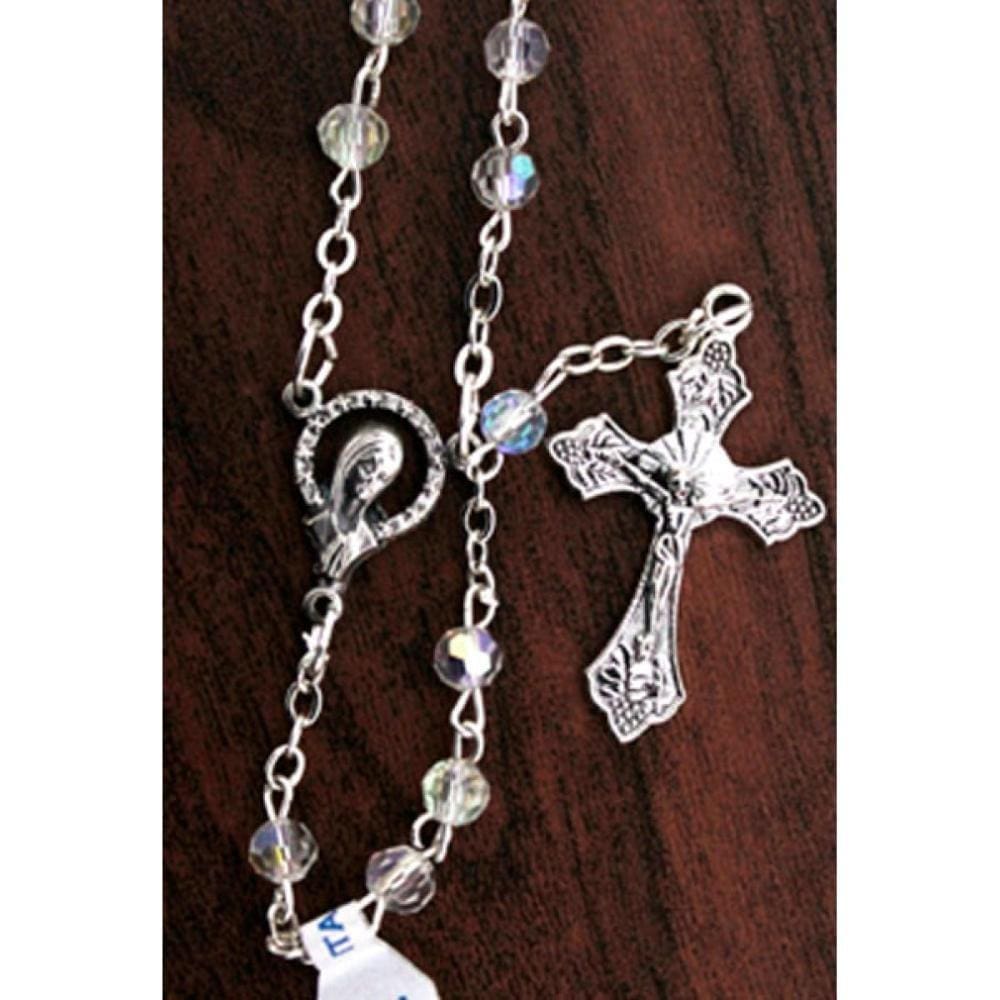 Terço de cristal branco econômico 4 mm