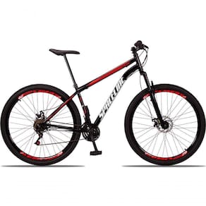 Bicicleta 29 Spaceline Vênus Aço 21M Freio a Disco c/ Suspensão Preto+vermelho