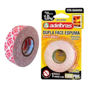 Fita Banana Dupla Face Espuma Fixa Pro 19Mm X 2M Até 1,0Kg