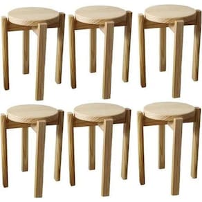 Kit 6 Banqueta Média Empilhavel Hardman Madeira Natural
