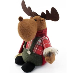 Boneco Natal Decorativo Rena Tecido Xadrez 22Cm