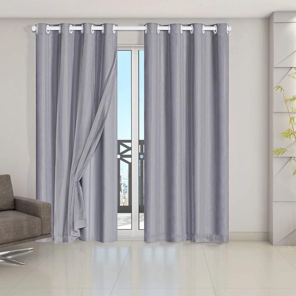 Cortina Blackout Com Voil 4,00 X 2,50 Cinza