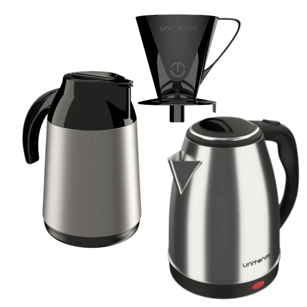 Kit Chaleira elétrica 220V+ Garrafa Térmica Inox 0,6l+Filtro