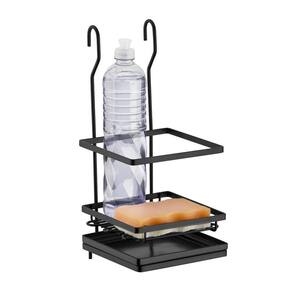 Suporte Aéreo Porta Detergente E Esponja Preto Aço Pendurar