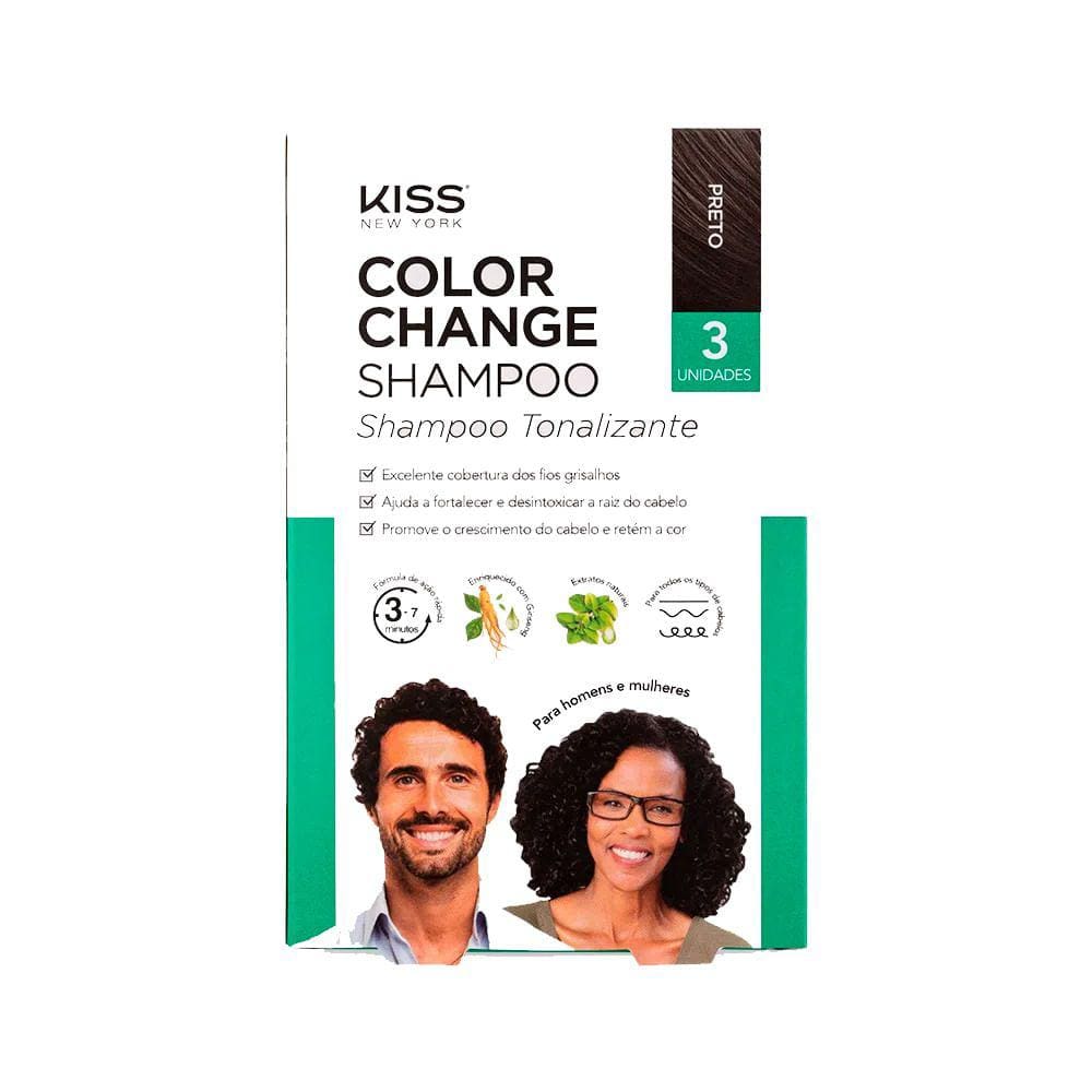 Kit Capilar Kiss New York Color Change Preto Com 3 Unidades