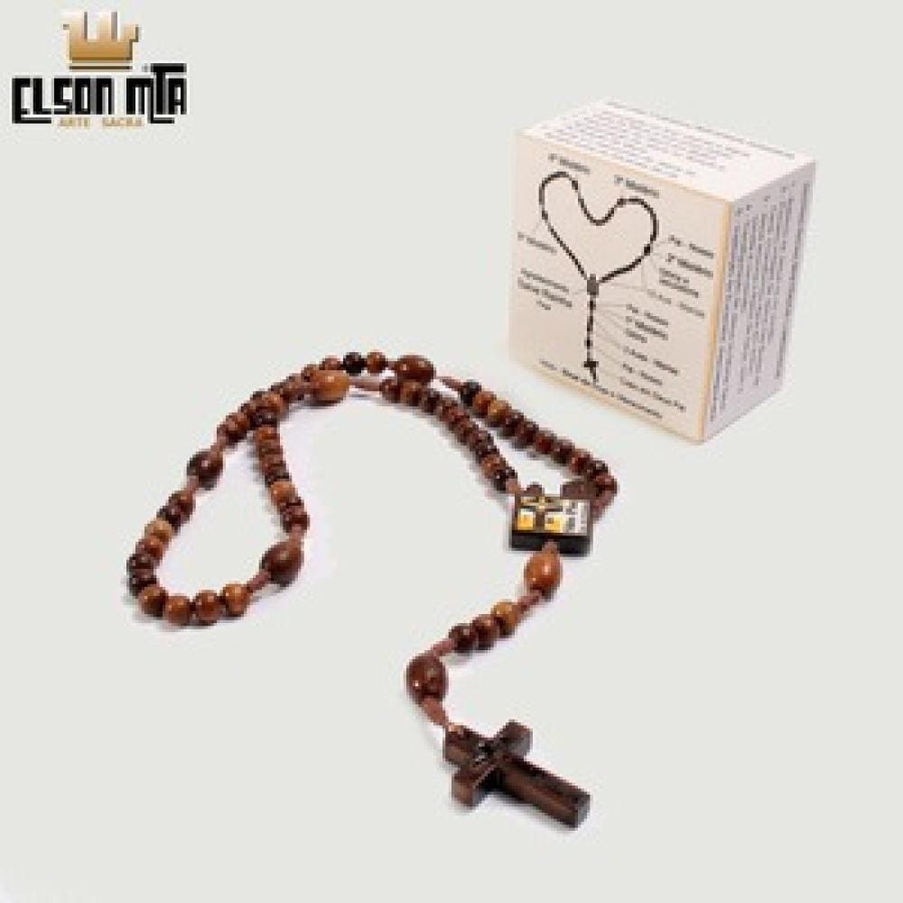 Terço São Pio de Pietrelcina - Acabamento Imbuia