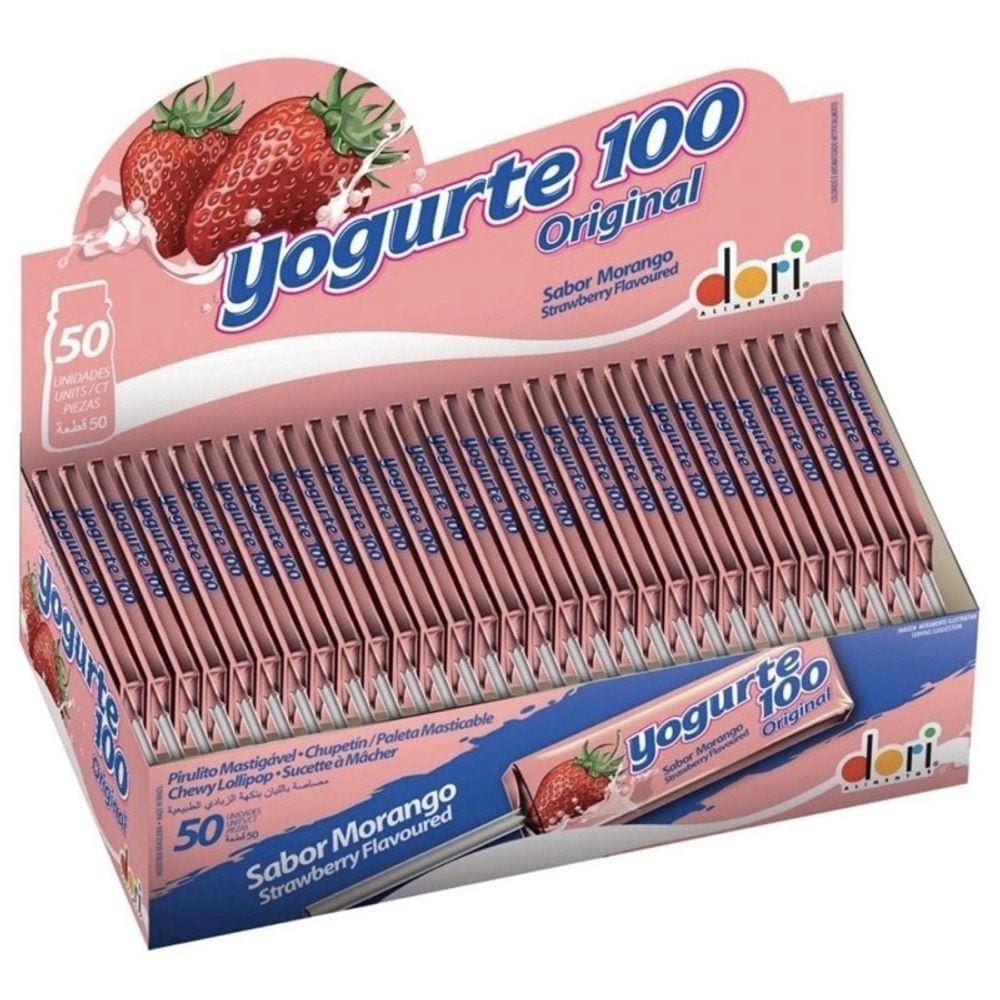 Pirulito Mastigável Yogurte 100 Morango C/50 unids - Dori