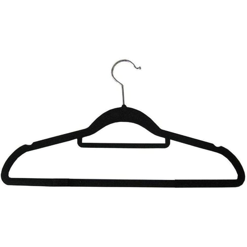 Conjunto De Cabide De Plástico Grande Aveludado Luxo Preto