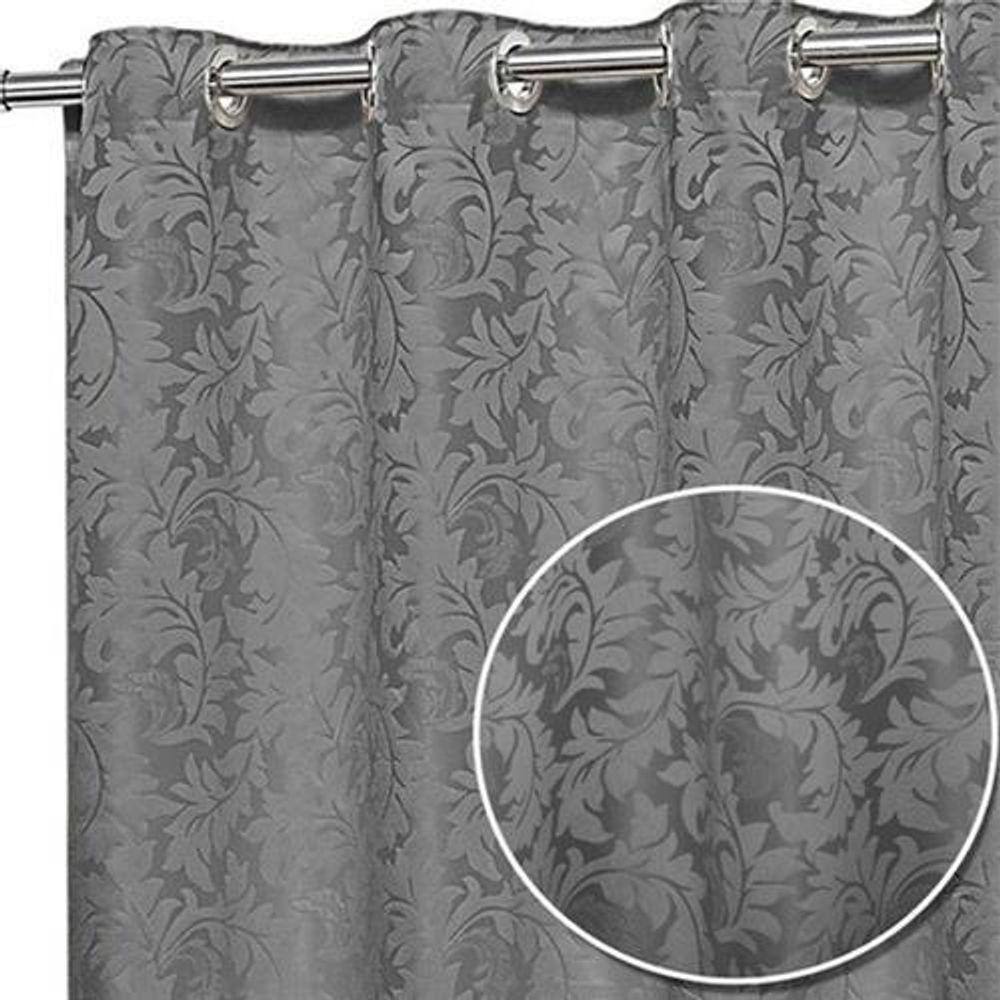 Cortina Sala Jacquard Cinza 6,00X2,80 Semi Blackout
