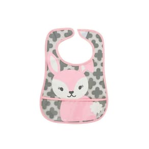 Babador Impermeável Clingo Com Bolso Coelho Rosa - C5065