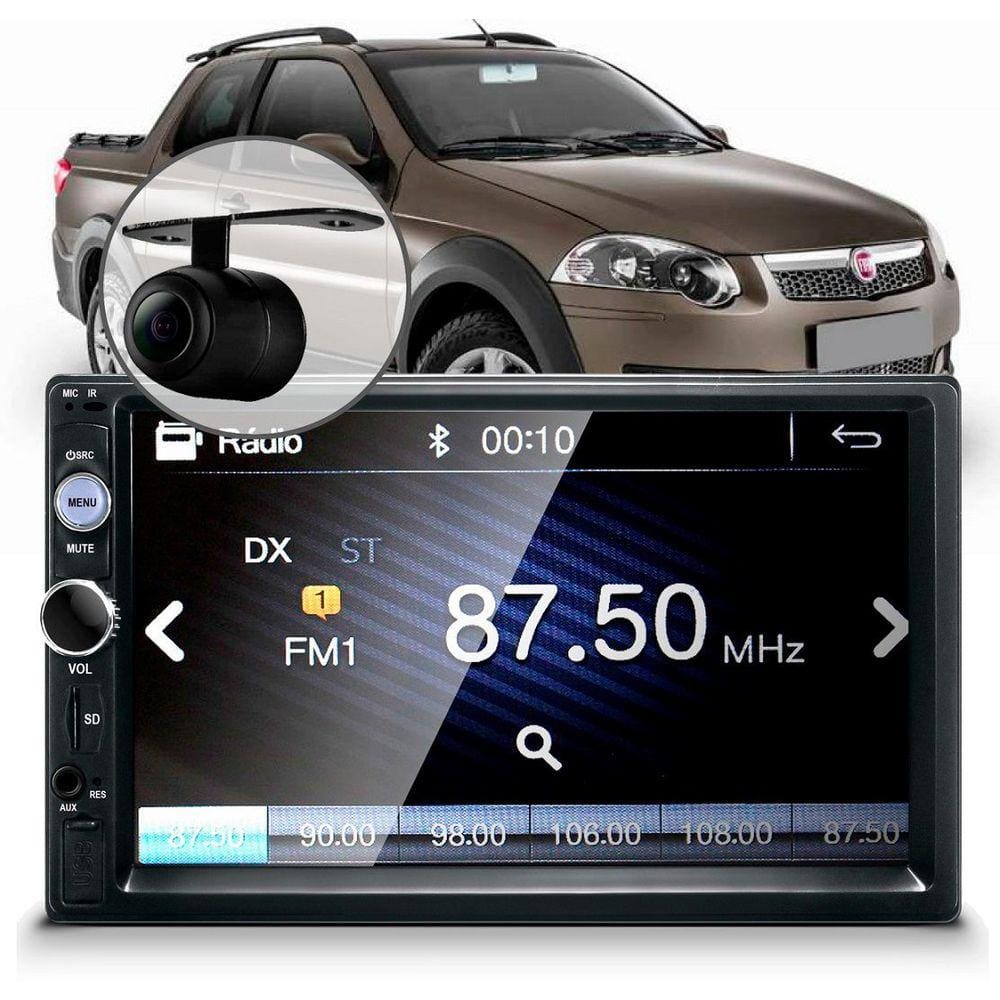 Central Multimídia Mp5 Fiat Strada Camera Bluetooth Espelhamento