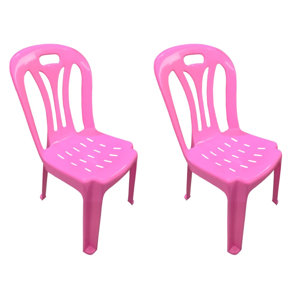 02 Cadeiras Infantil de Plástico Para Estudar Desenhar Rosa