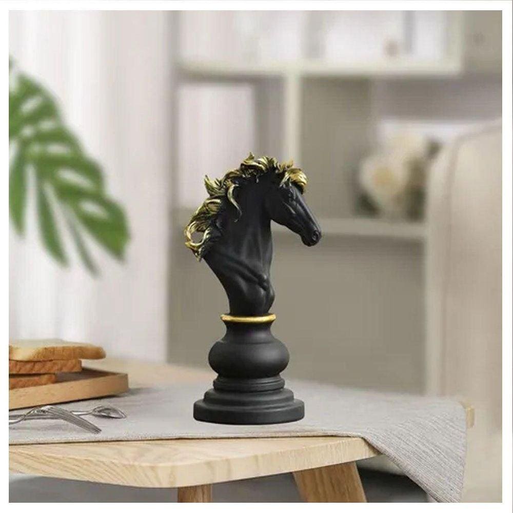 Decoração Peças De Xadrez Rei Rainha E Cavalo Escultura Grande