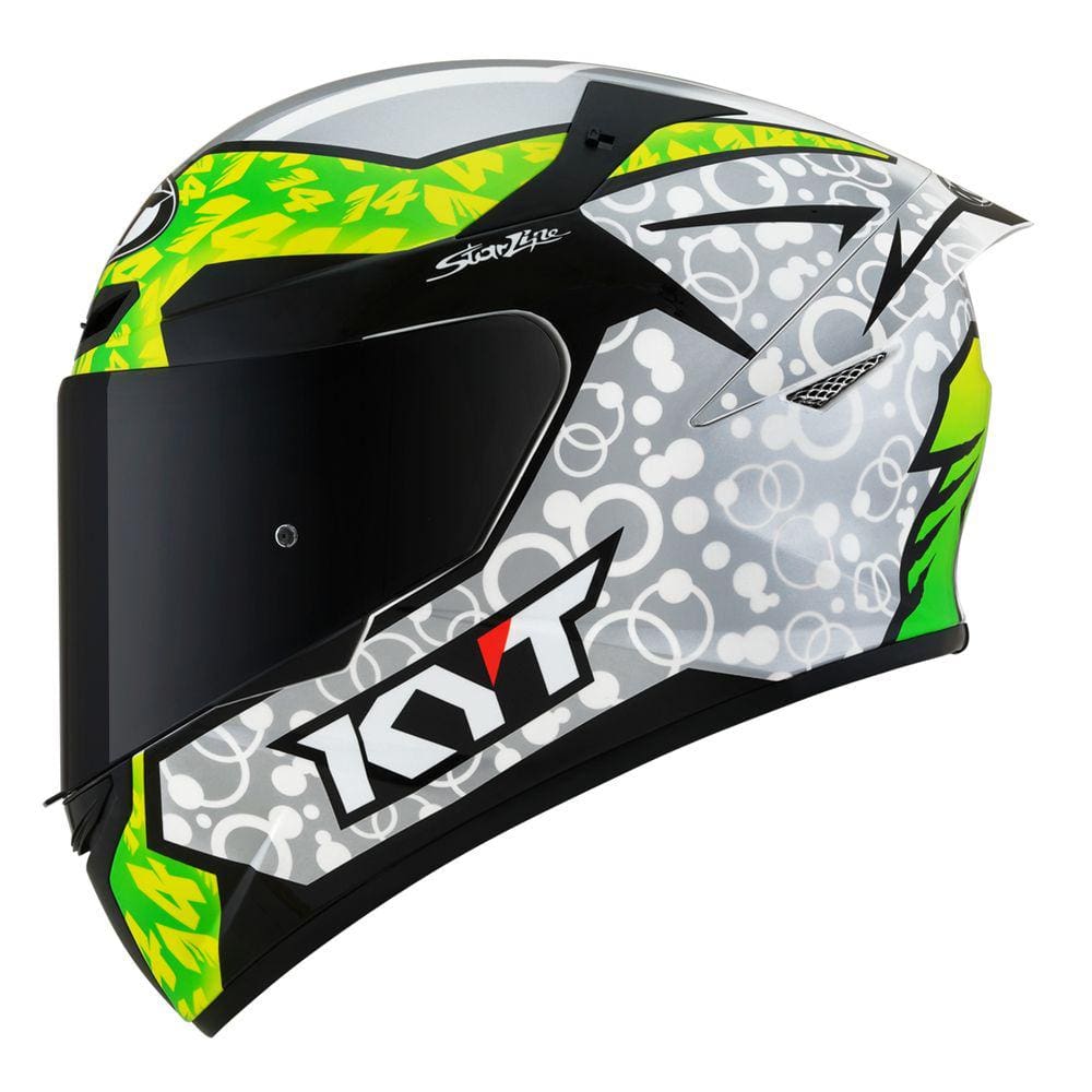 Capacete KYT TT Course Arbolino Cinza e Verde
