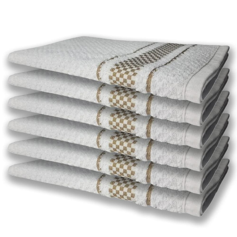 6 Panos De Prato Atoalhado Felpudo Marrom