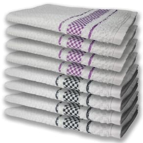 8 Panos De Prato Atoalhado Felpudo 4 Roxo 4 Preto